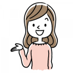 説明する笑顔のロングヘア女性イラスト