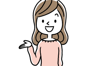 説明する笑顔のロングヘア女性イラスト