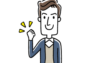 ガッツポーズをする若年男性イラスト