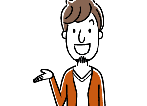 説明するヒゲを生やした男性イラスト